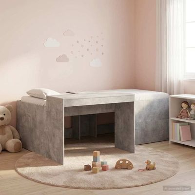 vidaXL Detská vysoká posteľ s pultom Betónovo sivá 90 x 200 cm
