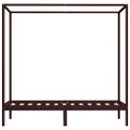 vidaXL Posteľný rám so strieškou tmavohnedý 100x200 cm borovicový masív