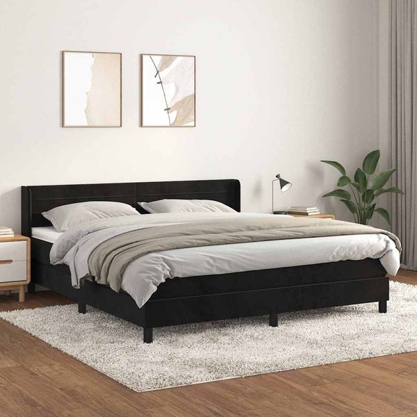 vidaXL Posteľný rám boxspring s matracom čierny 180x200 cm zamat