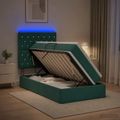 vidaXL LED úložná posteľ s matracom Tmavozelená 100 x 200 cm Zamat