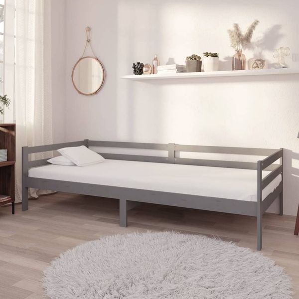 vidaXL Denná posteľ sivá borovicový masív 90x200 cm