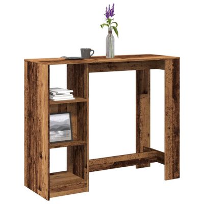 vidaXL Barový stôl s policami staré drevo 124x46x103,5cm kompoz. drevo