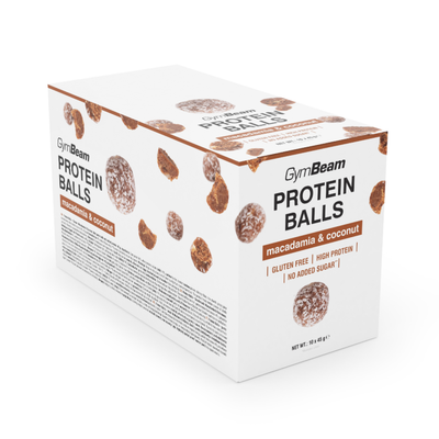 Protein Balls - GymBeam, macadamia & coconut, 10 x 45 g