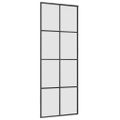vidaXL Posuvné dvere s kovaním čierne 76x205 cm ESG sklo