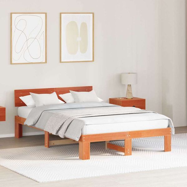 vidaXL Rám postele Včelí hnedý 135 x 190 cm Masívne borovicové drevo