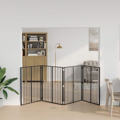vidaXL Psia brána 4 pcs Čierny 100 x 100 cm Pozinkovaná oceľ