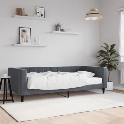 vidaXL Denná posteľ s matracom tmavosivá 90x200 cm zamat