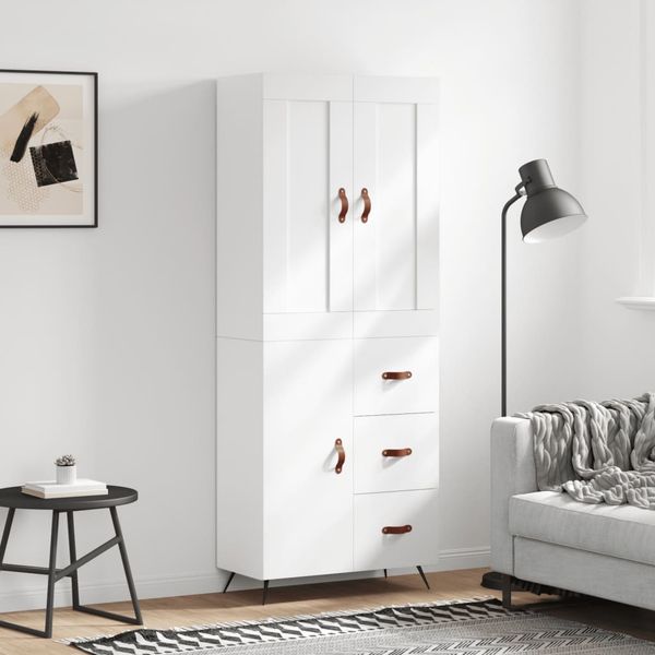 vidaXL Vysoká skrinka biela 69,5x34x180 cm spracované drevo