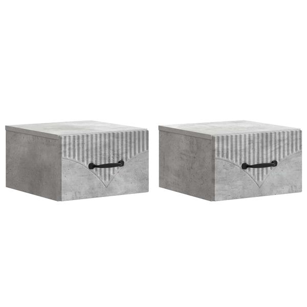 vidaXL Nástenná nočná skrinka 2 pcs Betónovo sivá 34,5 x 33 x 20 cm