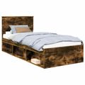 vidaXL Rám postele Dymová dub 90 x 190 cm Masívne borovicové drevo