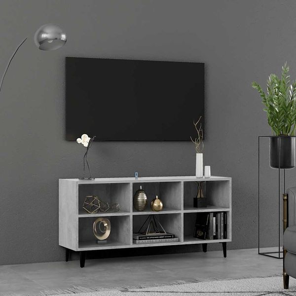 vidaXL TV skrinka s kovovými nohami betónovo-sivá 103,5x35x50 cm