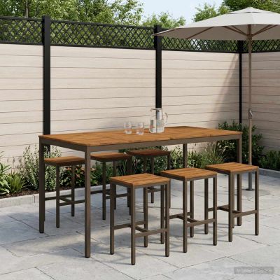vidaXL Záhradný barový stôl Prírodná a kávová 196 x 100,5 x 105 cm