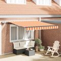 vidaXL Sklopná markíza Žltá a oranžová 350 x 250 cm Tkanina a hliník