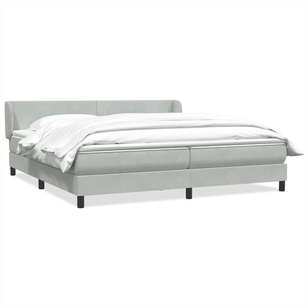 vidaXL Box Spring Posteľ s matracmi Svetlosivá 180x210 cm Zamat