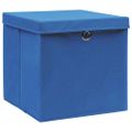 vidaXL Úložné boxy s vekom 4 ks, 28x28x28 cm, modré