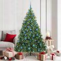 vidaXL Umelý vianočný stromček s 300 LED-i Zelená 180 cm PE a PVC