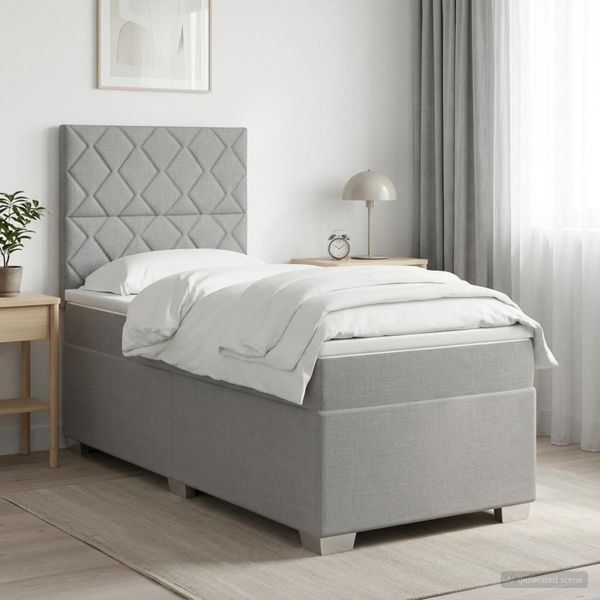 vidaXL Posteľ boxspring s matracom Svetlosivá 100 x 200 cm Látka