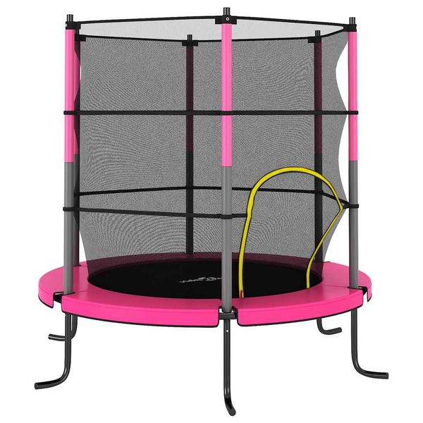 vidaXL Trampolína s bezpečnostnou sieťou okrúhla 140x160 cm ružová