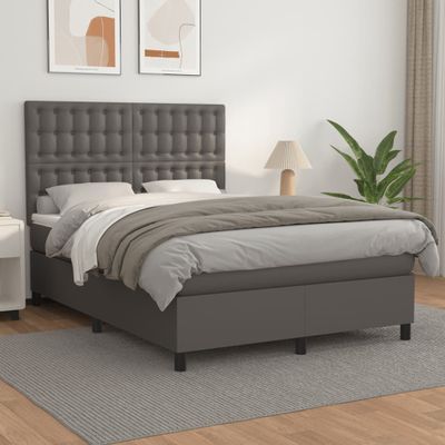 vidaXL Boxspring posteľ s matracom sivá 140x200 cm umelá koža