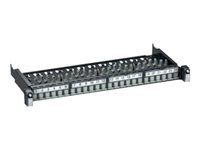 Prepojovací panel - CAT 6 - STP - RJ-45 X 24 - tmavo šedá, RAL 7016 - 1U - 19"