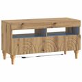 vidaXL 3-dielny LED TV stolík Dub artisan Kompozitné drevo