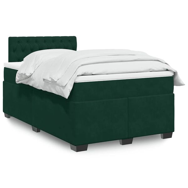 vidaXL Boxspring posteľ s matracom, tmavozelená 120x190cm, zamat