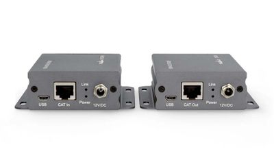NEDIS HDMI extender/ přes Cat6/ do 50 m/ 4K@30Hz/ 10.2 Gbps/ funkce IR return/ kov/ antracit HDMI extender, 4K@30Hz, 50 m pres Cat6, 10.2 Gbps, IR return, kovový, antracit