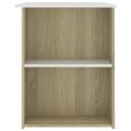 vidaXL Stôl biely a dub sonoma 110x60x73 cm drevotrieska