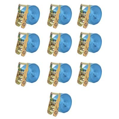 vidaXL Upínacie popruhy s račňou 10 ks, 2 tony, 6mx38mm, modré