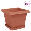 vidaXL Kvetináče 24 ks Tehlovo červená Plast