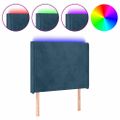 vidaXL Čelo postele s LED tmavomodré 103x16x118/128 cm zamat