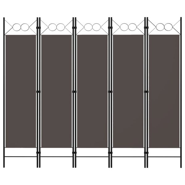 vidaXL Paraván s 5 panelmi, antracitový 200x180 cm