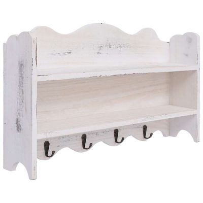 vidaXL Nástenný vešiak biely 50x10x30 cm drevený