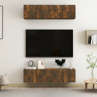vidaXL TV stolíky 4 ks hnedý dub 60x30x30 cm kompozitné drevo
