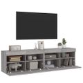 vidaXL TV nástenné skrinky s LED svetlami 2 ks sivé sonoma 80x30x40 cm