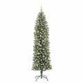vidaXL Umelý chudý vianočný strom Zelená a biela 210 cm