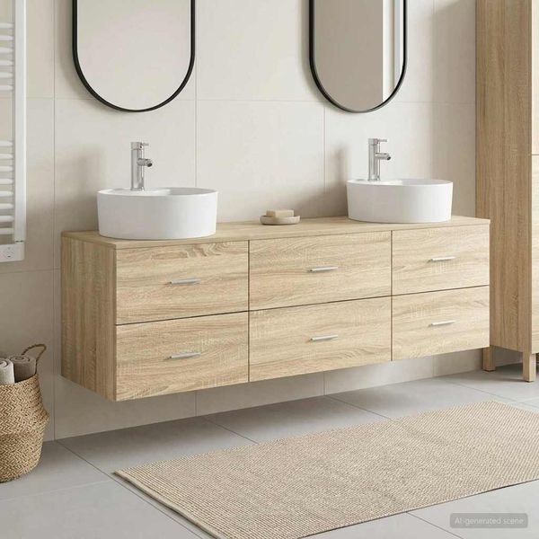 vidaXL Set kabinetov do kúpeľne 3 ks Dub sonoma 62,5 x 44,5 x 50 cm