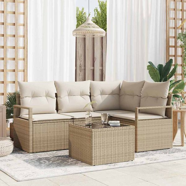vidaXL Sada pohoviek 5 pcs Béžová polyratan