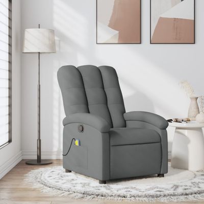 vidaXL Masážne kreslo s polohovacím mechanizmom, tmavosivá látka