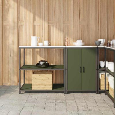 vidaXL Kuchynský úložný set HATTEM 2 pcs Olivovo zelená