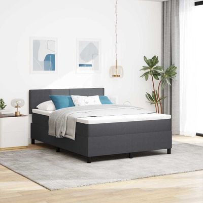 vidaXL Posteľ s pružinovým rámom Tmavo šedá a biela 140 x 190 cm