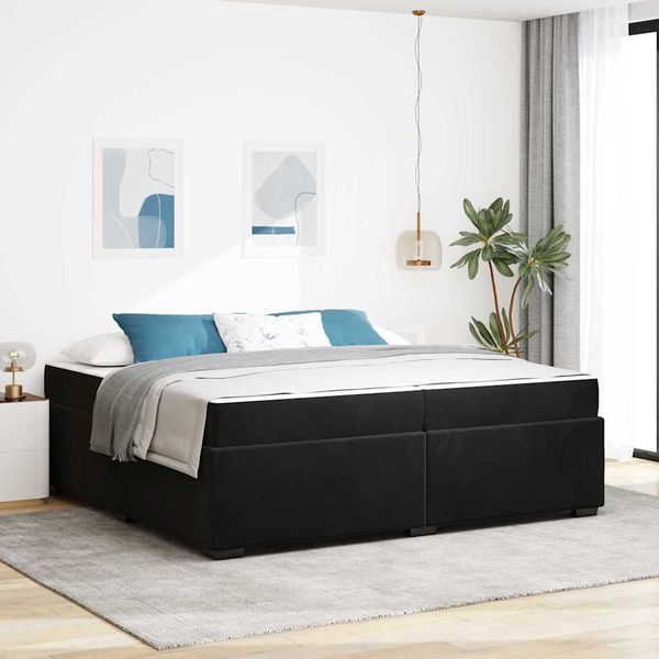 vidaXL Rám postele s matracmi Čierna 200 x 200 cm látka