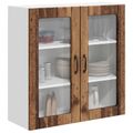 vidaXL Nástenný sklenený kabinet LUCCA Staré drevo 80 x 31 x 80 cm