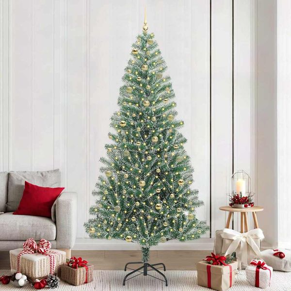 vidaXL Umelý vianočný stromček, snehom obalený, s LED svetlom 240 cm