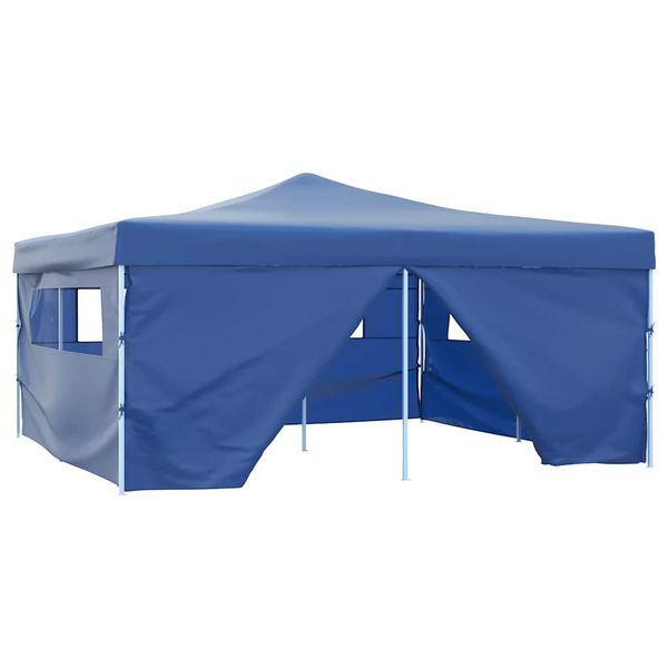 vidaXL Skladací altánok so 4 stenami 5x5 m, modrý
