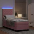 vidaXL LED box s pružinami s matracmi Ružová 80 x 200 cm Zamat