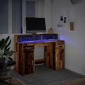 vidaXL Stôl s LED svetlami staré drevo 120x55x91 cm kompozitné drevo