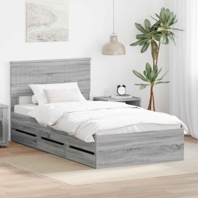 vidaXL Rám postele Sivý Sonoma 100 x 200 cm Inžinierske drevo