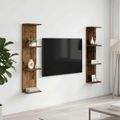 vidaXL Stenná polica 2 ks Staré drevo 25 x 15 x 100 cm