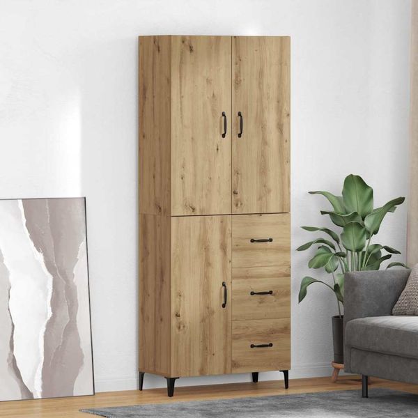 vidaXL Highboard Remeselný dub 69,5 x 34 x 180 cm Kompozitné drevo